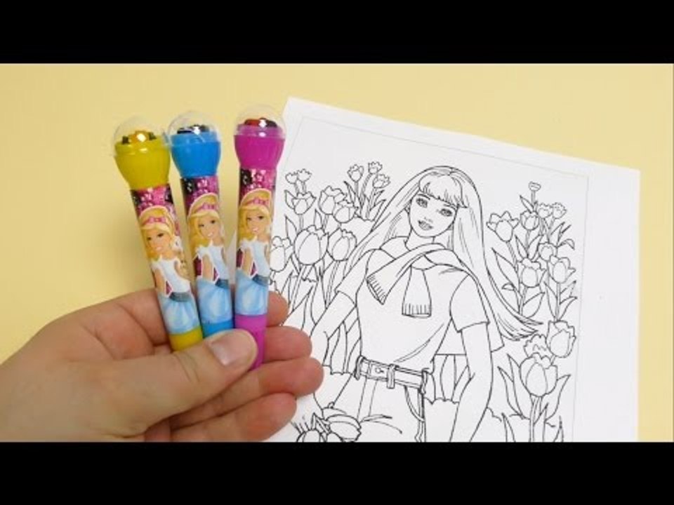 NEW Barbie Roller Stamper Pens Stationary Gift - Pens with Stamps for School