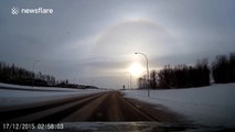 Beautiful phantom sun appears after snowstorm