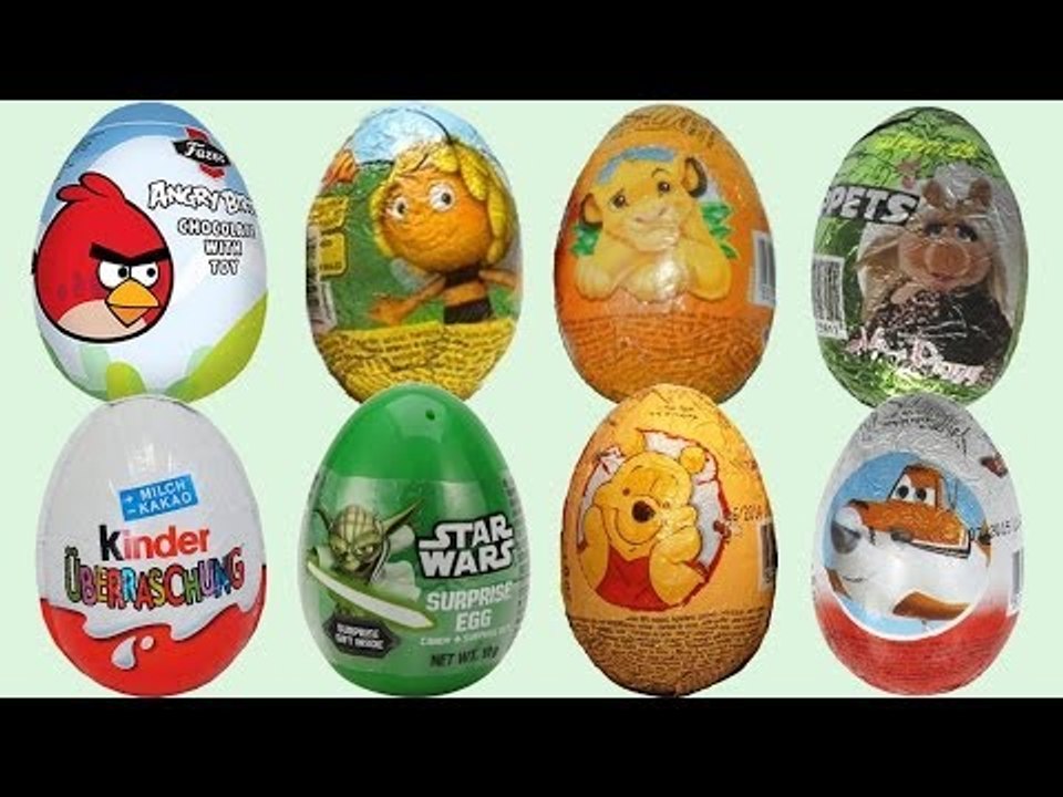 16 Surprise Eggs, Angry Birds Kinder Surprise Mickey Mouse Disney Pixar Cars 2