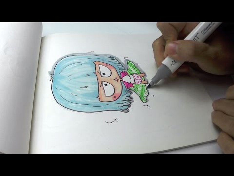 How to Draw a Cute Blue Hair Girl Easy DIY