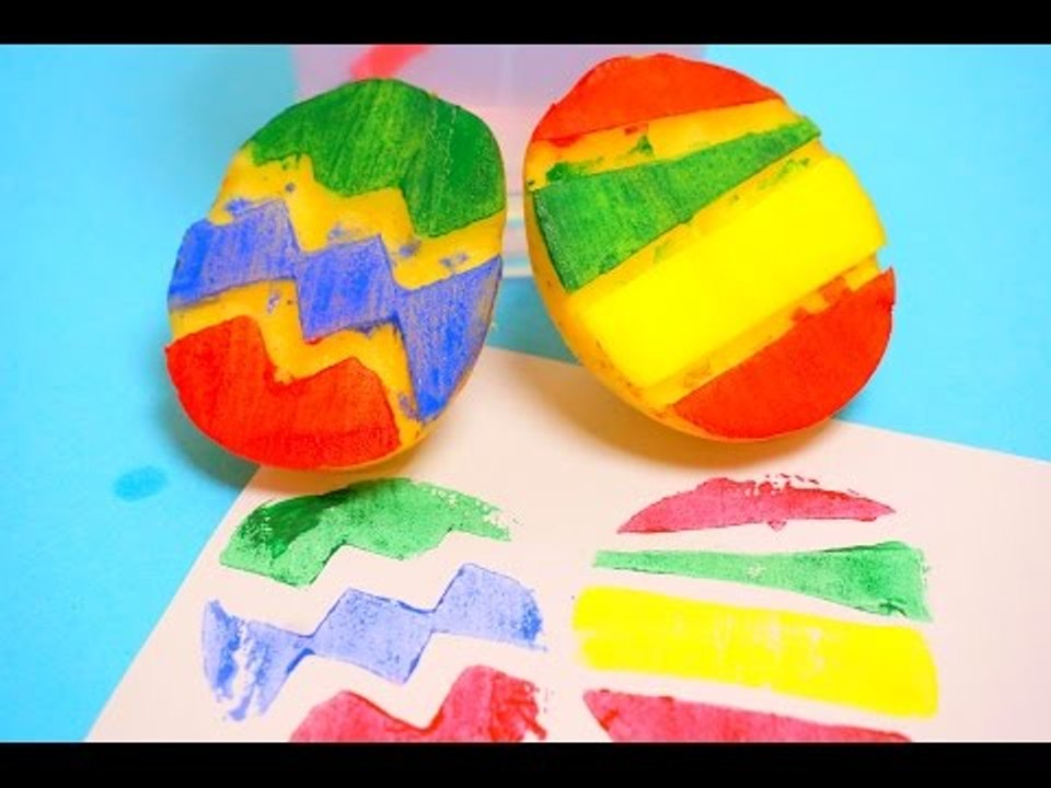 Food Coloring with Egg Shape - How to make a Potato Stamp