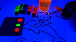 Hello Kitty Neon Painting  Black Light Fun for Kids - DIY