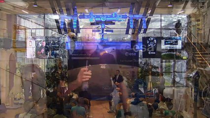 Tim Peake backflips during press conference