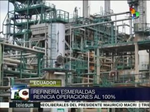 Ecuador: refinería Esmeraldas reinicia operaciones al 100%