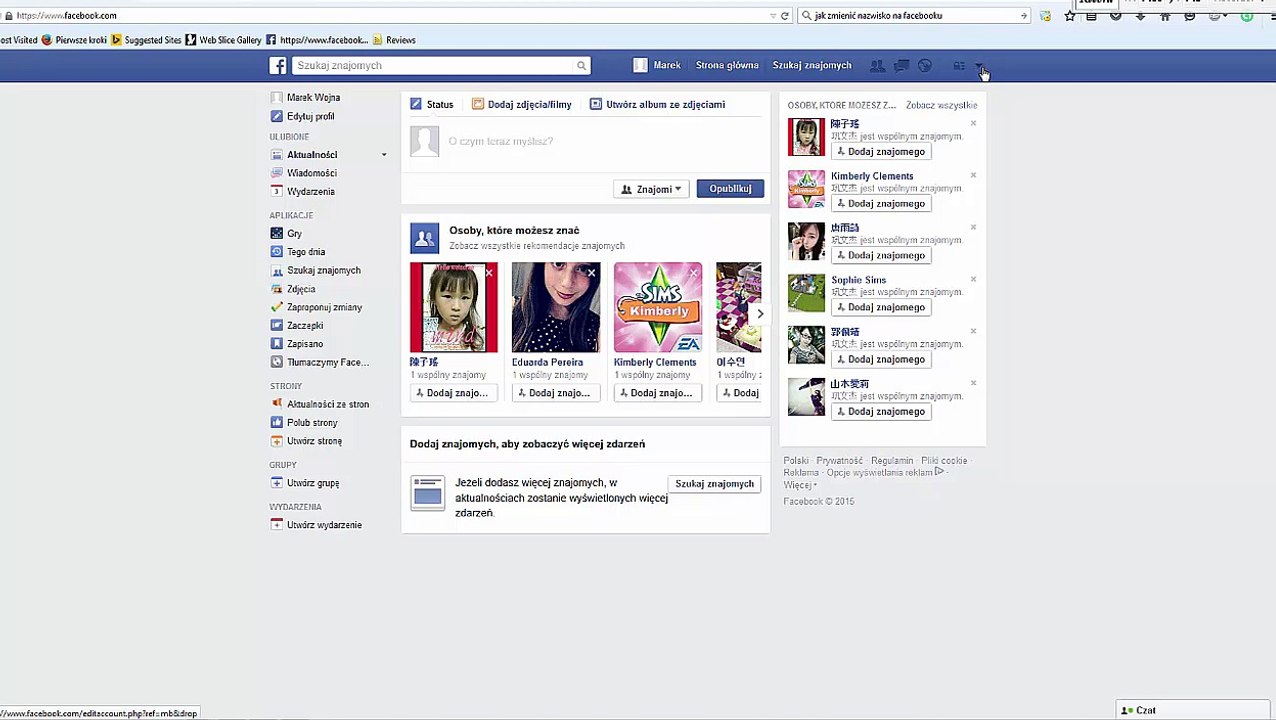 Zmiana danych - Jak zmienić imię i nazwisko na facebooku