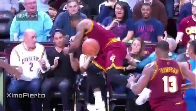 LeBron James Crashes into Jason Day's Wife _ Thunder vs Cavs _ Dec 17_ 2015 _ NBA
