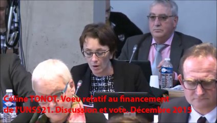 Céline TONOT. Examen et vote du voeu relatif au financement de l'UNSS21. Décembre 2015