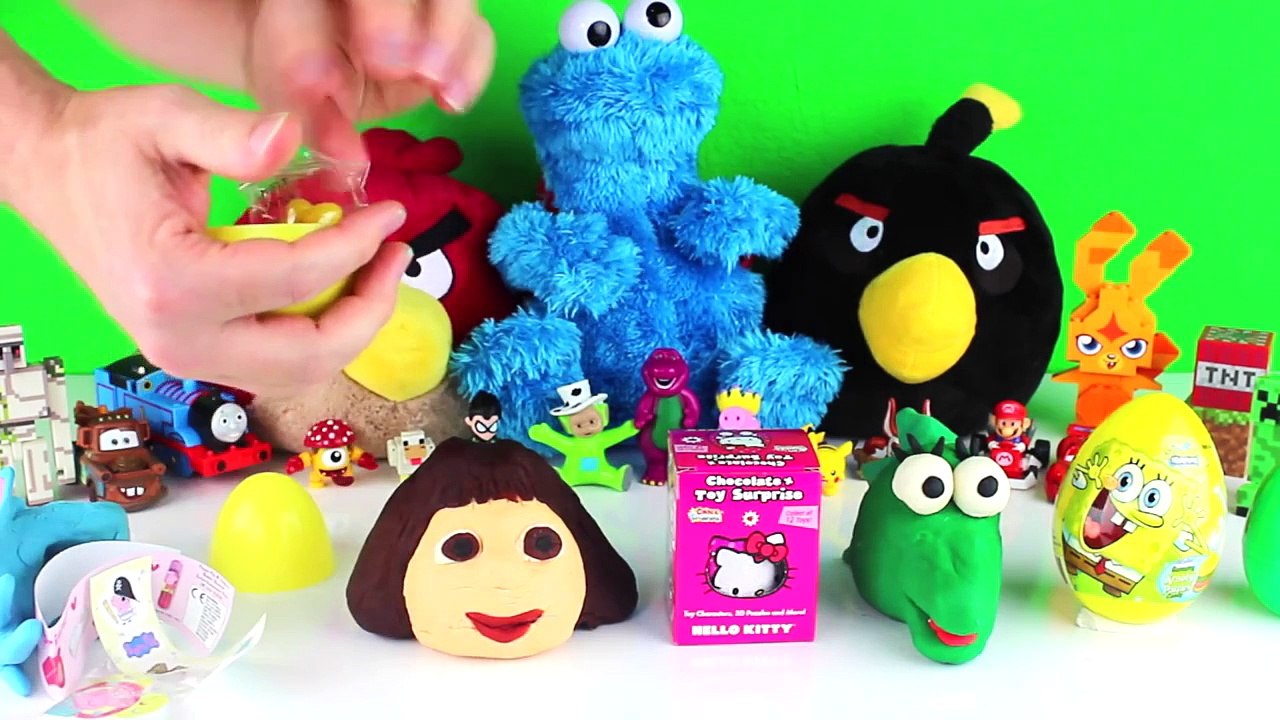 surprise egg Play-Doh Dora The Explorer, Peppa Pig and Spongebob Squarepants Surprise Eggs toys