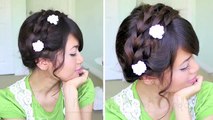 Summer Milkmaid Braided Updo Hairstyle for Medium Long Hair Tutorial