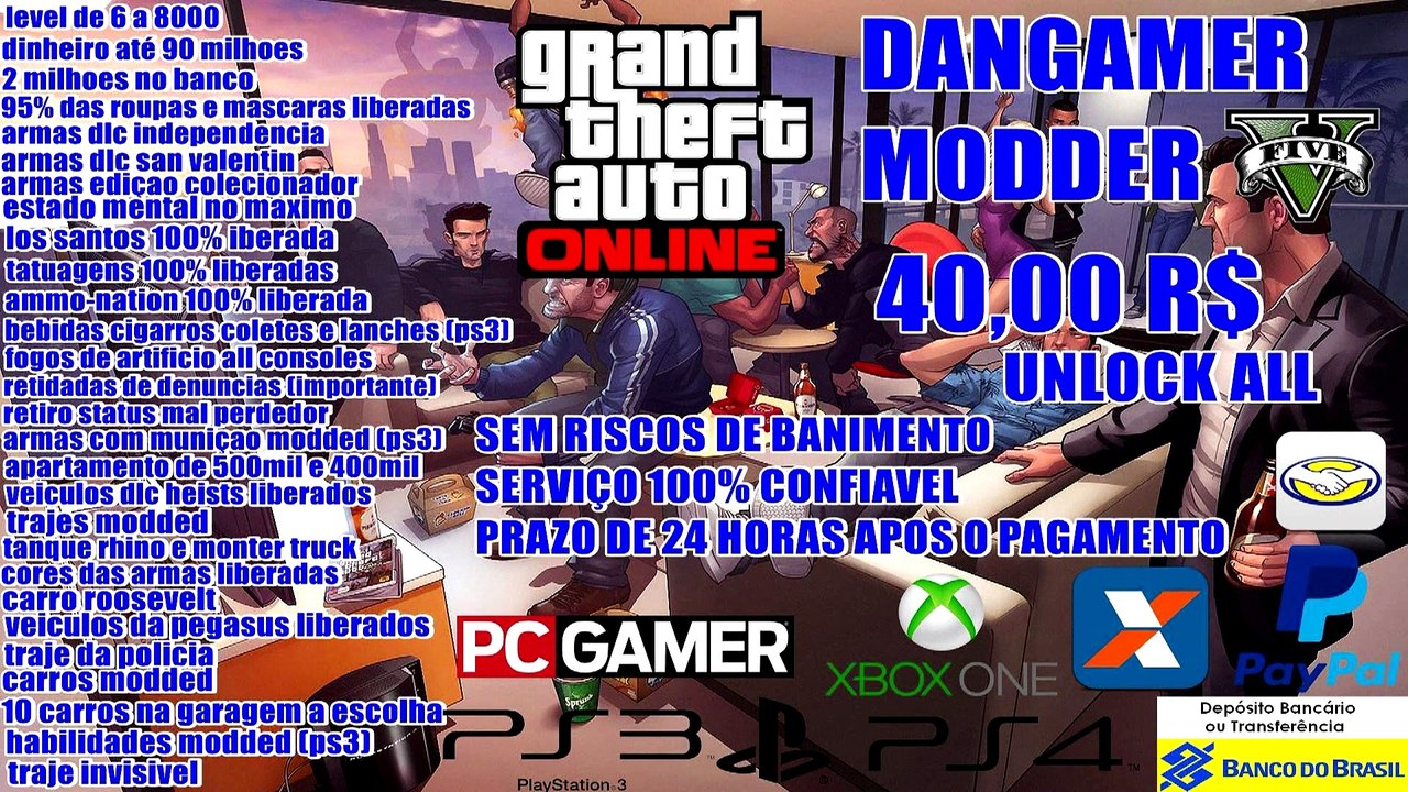 DINHEIRO INFINITO NO GTA V PS3 PS4 XBOX 360 XONE PC 