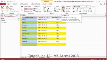 Tutorial no.19 - MS Access 2013
