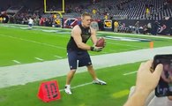 JJ Watt gets swatted while practicing with fans