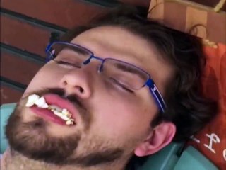 Sleeping Man Wakes Up With Food In His Mouth