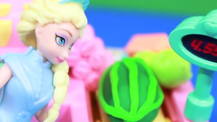 Peppa Pig goes Shopping Disney Frozen Queen Elsa Cashier Play-Doh Watermelon AllToyCollector
