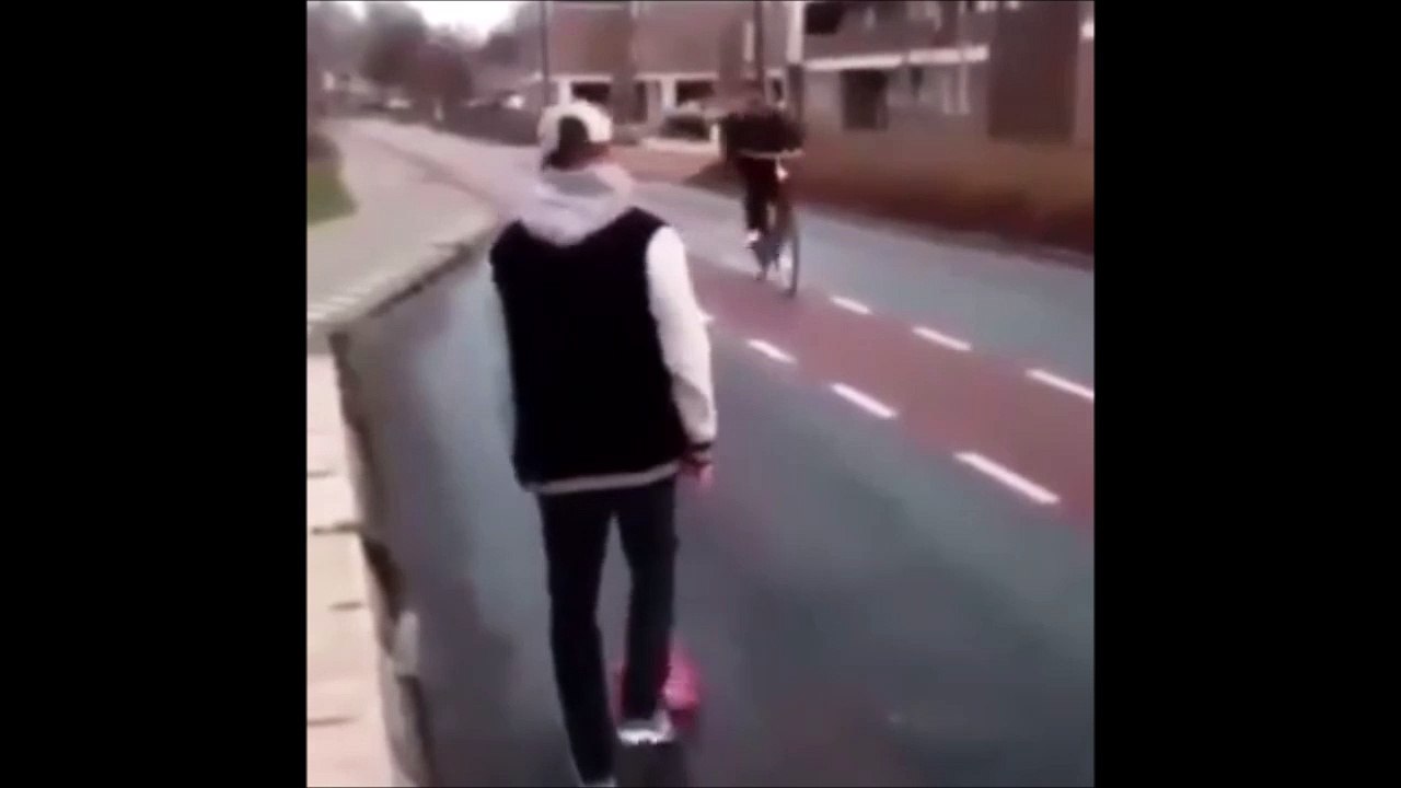 Faking at shooting in the balloon... Hilarious fall