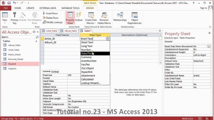 Tutorial no.23 - MS Access 2013
