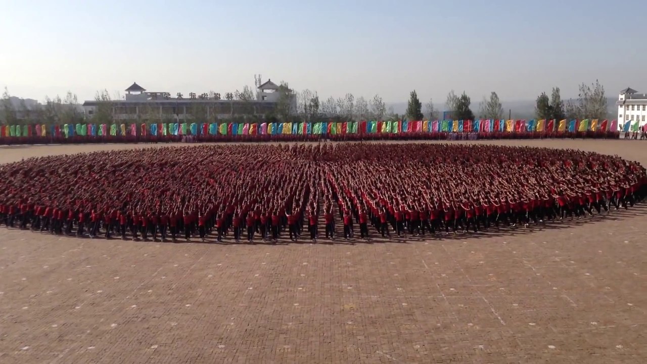 Synchronized Martial Arts training is Stunning at Chinese Shaolin Academy Temple