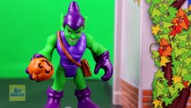 Kids Spider-Man Goes to JAIL! Playskool Heroes Spiderman Battles the Green Goblin Imaginext Toys