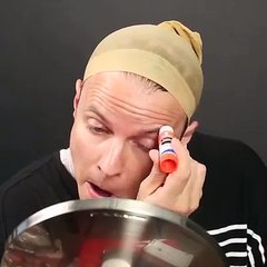 Man turns into a woman. Make-up transformation.