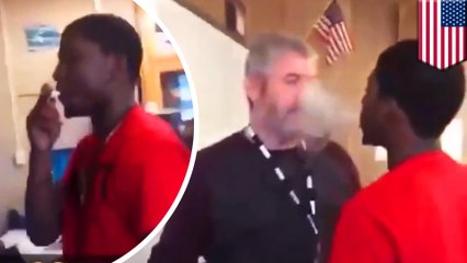 Cocky teen blows cigar smoke in his teacher's face and dares him to call supervisor