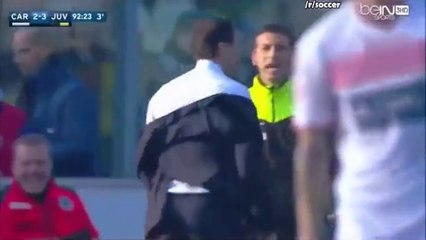 Massimiliano Allegri Goes Crazy After Juventus Almost Get A Goal vs Carpi!