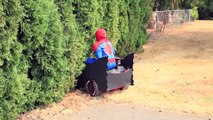 Batman vs Spiderman 3 BATMOBILE POWER WHEELS race TOYS Lightning Mcqueen Disney car toys kids video