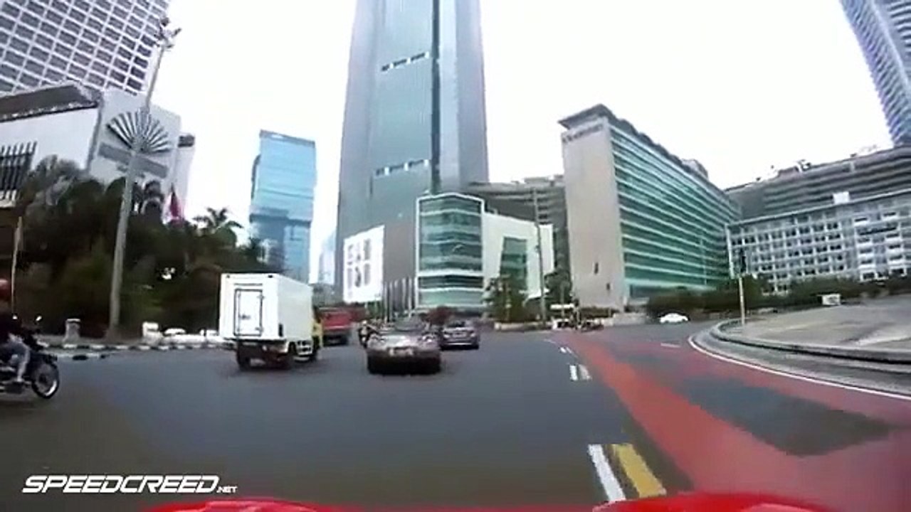 Supercar racing on the streets of Jakarta