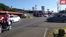 Incredible crash during cicyle race. A car hits cyclists