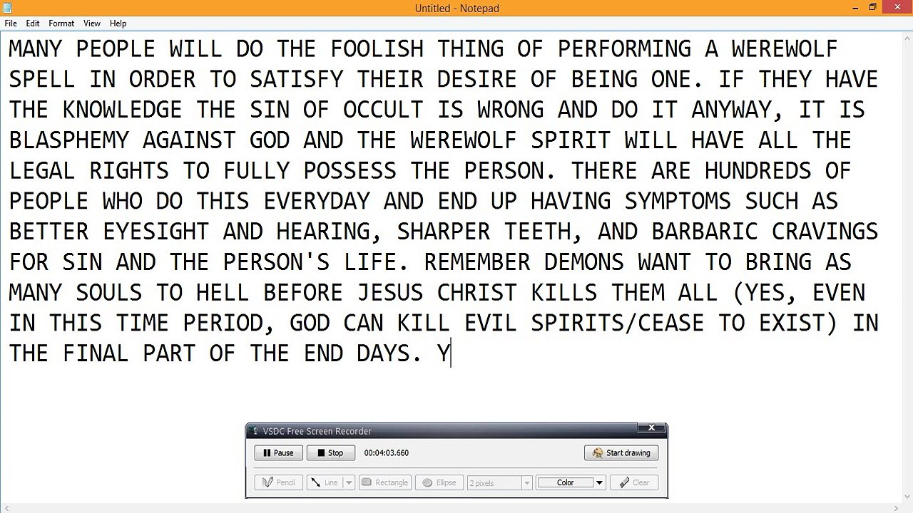 DEMONIC SIDE EFFECTS OF REAL WEREWOLF SPELLS