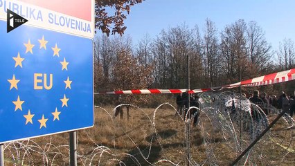 Slovènes et Croates protestent contre la clôture anti-migrants en jouant au volley