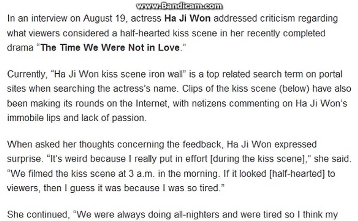 Ha Ji Won Addresses Criticism Regarding Kiss Scene in “The Time We Were Not in Love”