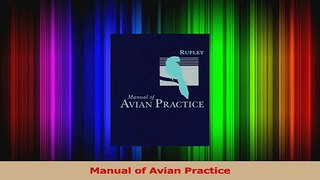 PDF Download  Manual of Avian Practice PDF Full Ebook