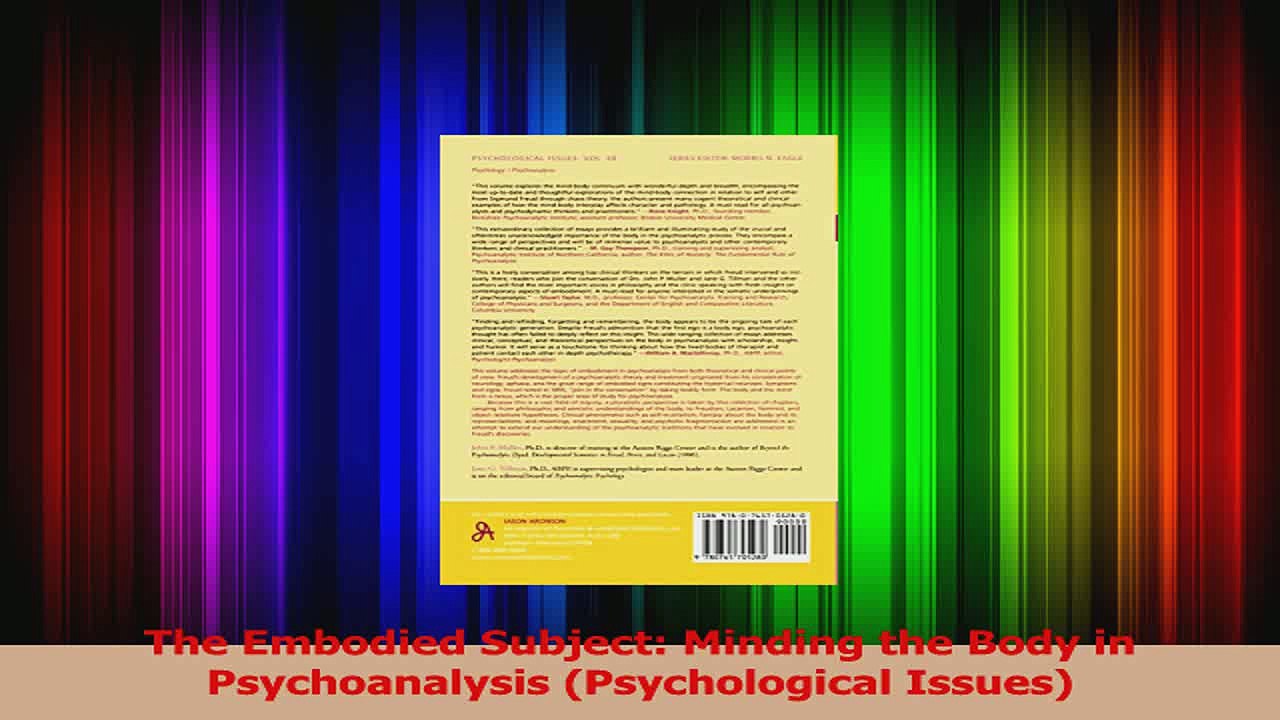 PDF Download  The Embodied Subject Minding the Body in Psychoanalysis Psychological Issues Download Online