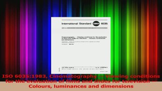 Download  ISO 60351983 Cinematography  Viewing conditions for the evaluation of films and slides PDF Free