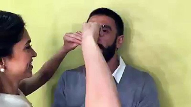 Actress Deepika Padukone cuts Ranveer Singhs Bajirao Mustache Dailymotion