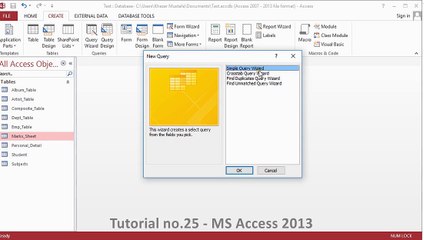 Tutorial no.25-II - MS Access 2013