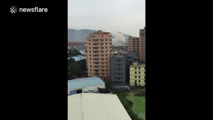 The moment a massive landslide hit an industrial park in China