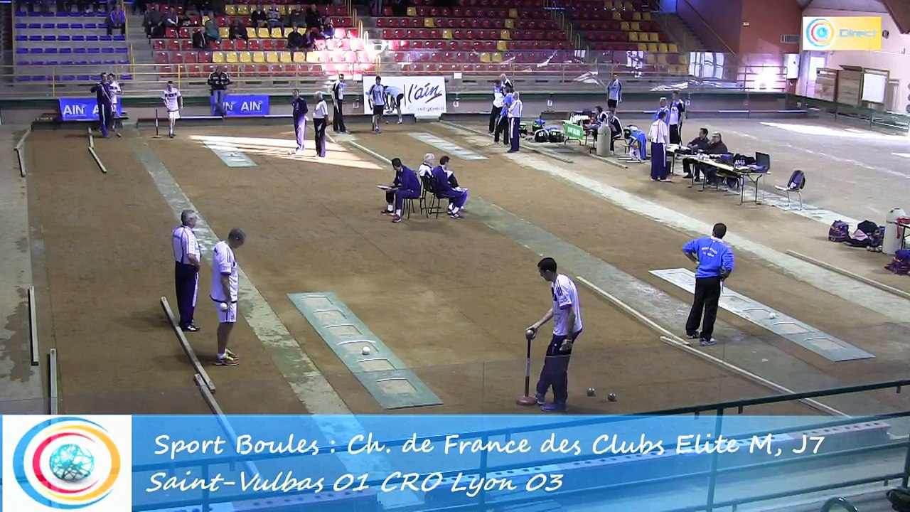 Premier tour, tir rapide en double, Club Elite Masculin J7, Saint-Vulbas vs CRO Lyon, Sport-Boules, saison 2015-2016