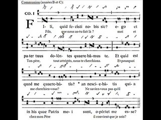 Communio gregorian 'Fili quid fecisti', Santae Familiae (Fête de la Sainte Famille)