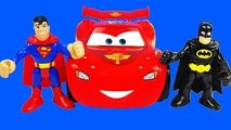 Imaginext BATMAN and SUPERMAN Ridin McQueen CARS Disney Pixar Unboxing TOYS