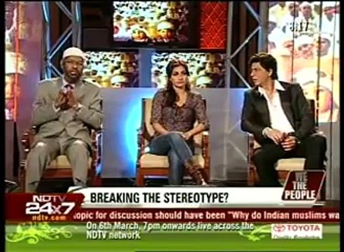 3.Dr. Zakir Naik, Shahrukh Khan, Soha Ali Khan on NDTV with Barkha Dutt (1)
