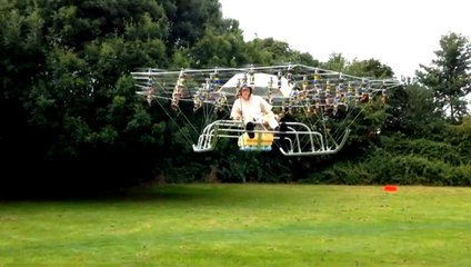 Guy Connects a Bunch of Drones Together To Make a Homemade Helicopter