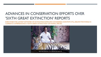 Advances in Conservation Efforts Over 'Sixth Great Extinction' Reports