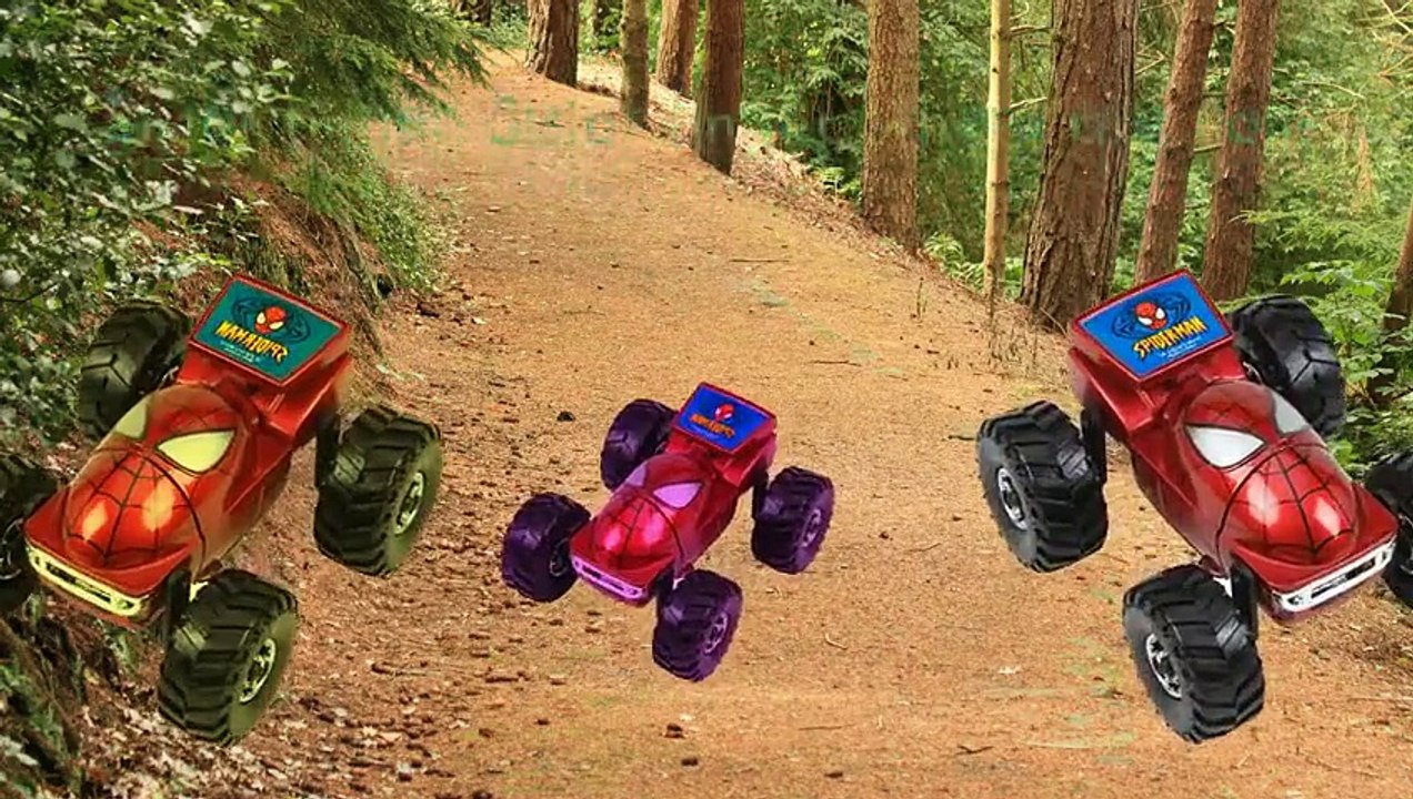 Forest Set Spiderman Finger Family Cartoon Animation Nursery Rhymes Forest VEhicles of Spi