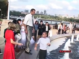 Wedding bride falls into fountain (original)