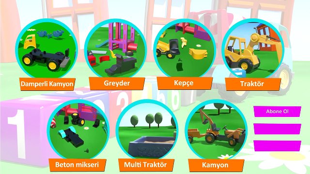 Çizgi film İş makineler 3D çocuk parkında arabalar oyunları Menü (tüm bölümler bir arada)