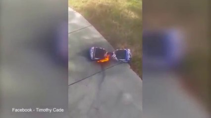 Shocking moment hoverboard catches fire and explodes INCREDIBLE