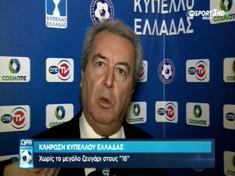 Η κλήρωση των 16 στο Κύπελλο Ελλάδας 2015-16 (Ώρα Ελλάδας 21-12-2015)