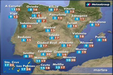 Previsión del tiempo para este martes 22 de diciembre