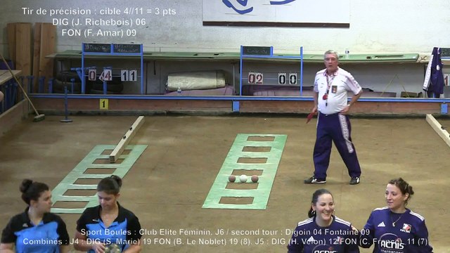 Second tour, second tir de précision, Club Elite Féminin J6, Digoin contre Fontaine, Sport-Boules, saison 2015-2016